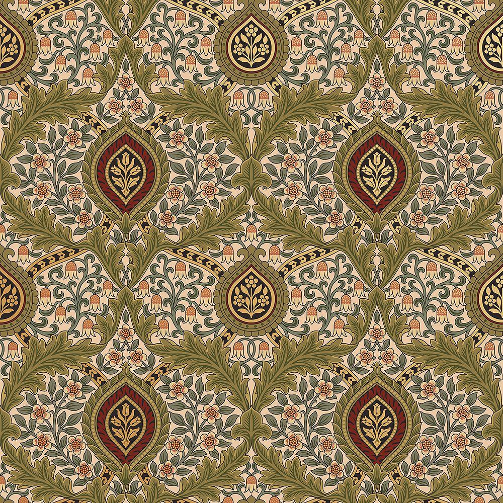 1000x1000 Victorian Art Wallpaper. Knightsbridge Damask Wallpaper. Bradbury & Bradbury