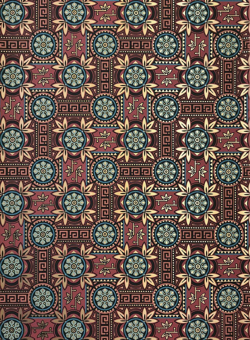 1000x1361 Bradbury Victorian Art Wallpaper. Dresser Roomset In Terra Cotta. Geometric wallpaper, Star lights on ceiling, Wallpaper dresser