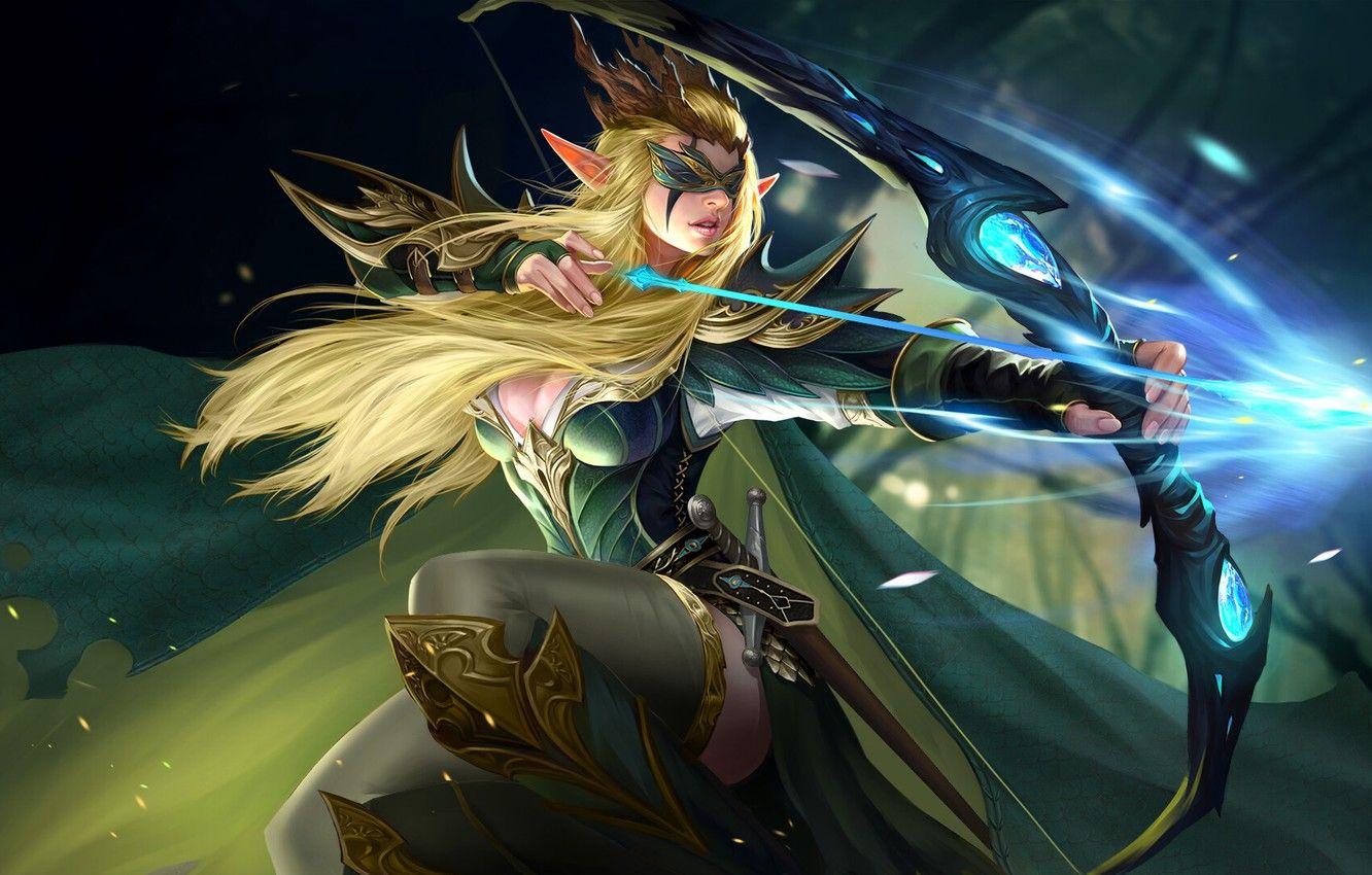 1332x850 Wallpaper Girl, Girl, Bow, Elf, Fantasy, Elf, Art, Art, Fiction, Arrow, Arrow, Elf, Archer, Archer, Bow image for desktop, section фантастика