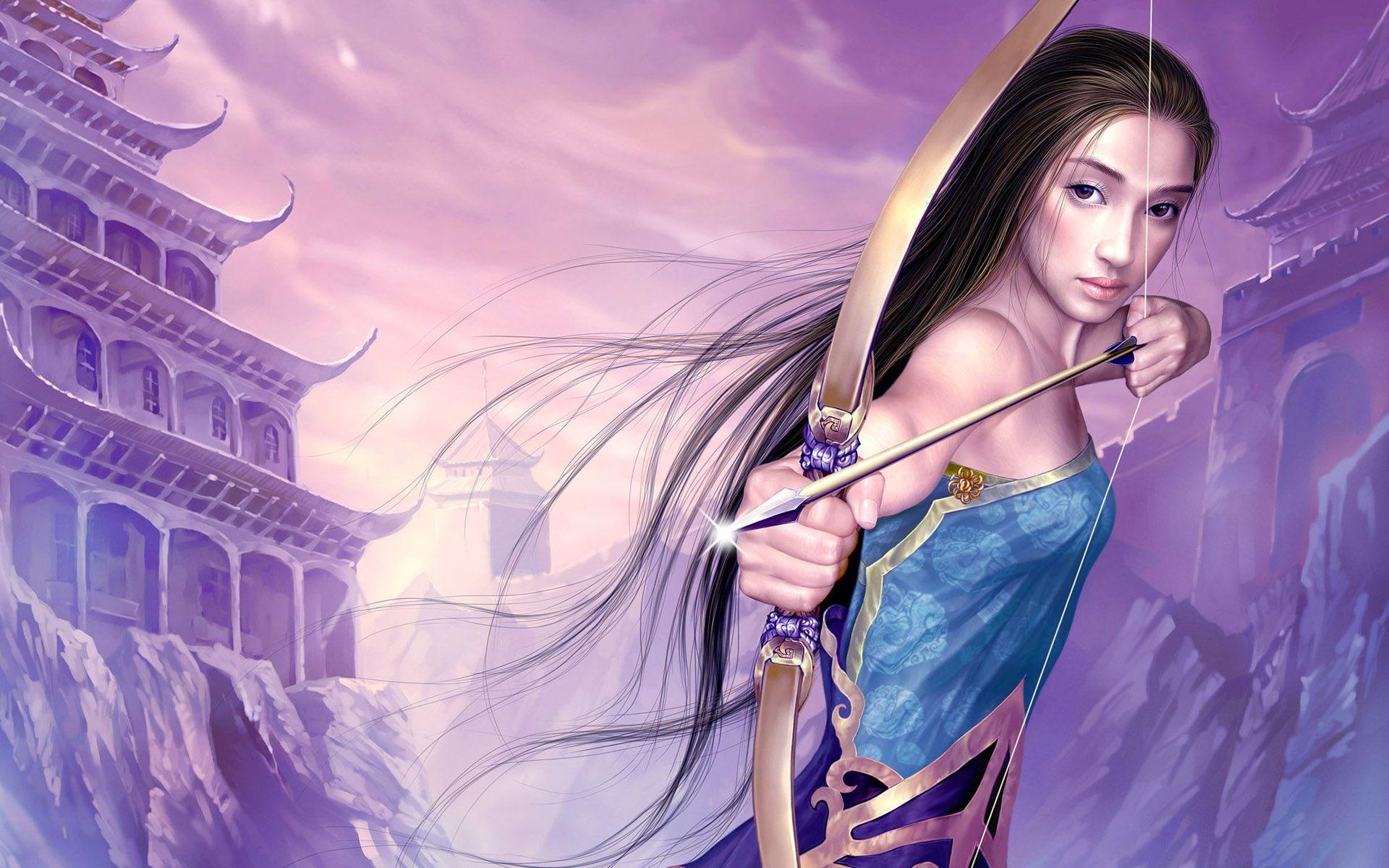 1920x1200 Fantasy, arrow, golden, wallpaper, girls, media
