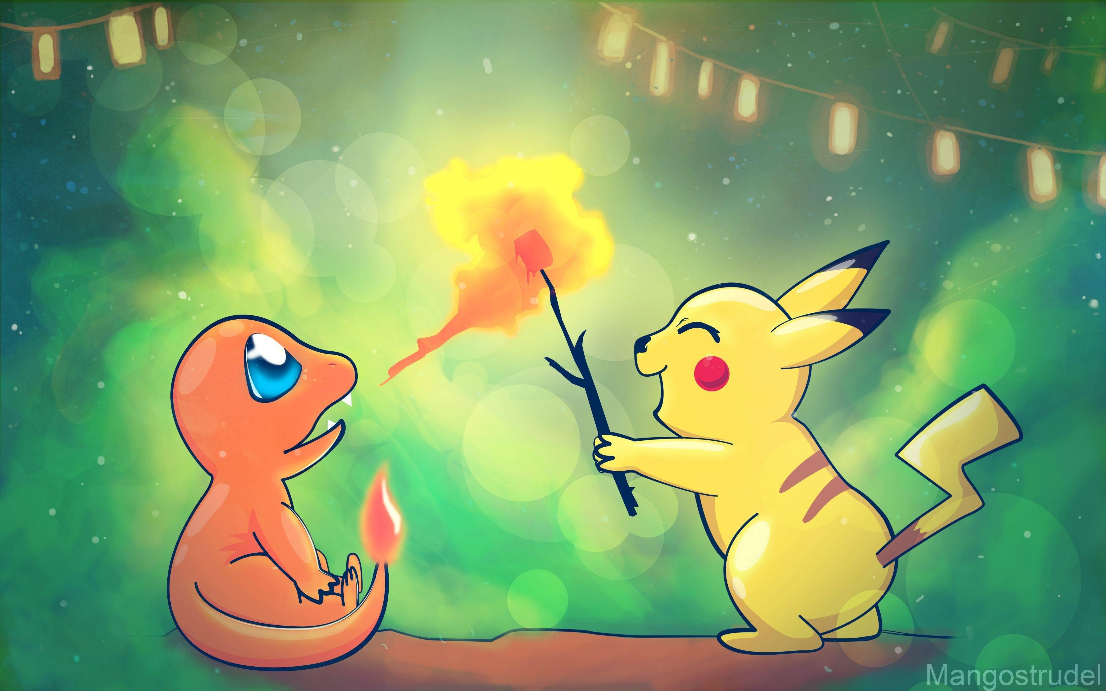 3543x2214 Original Art] Charmander and Pikachu [3543x2214]