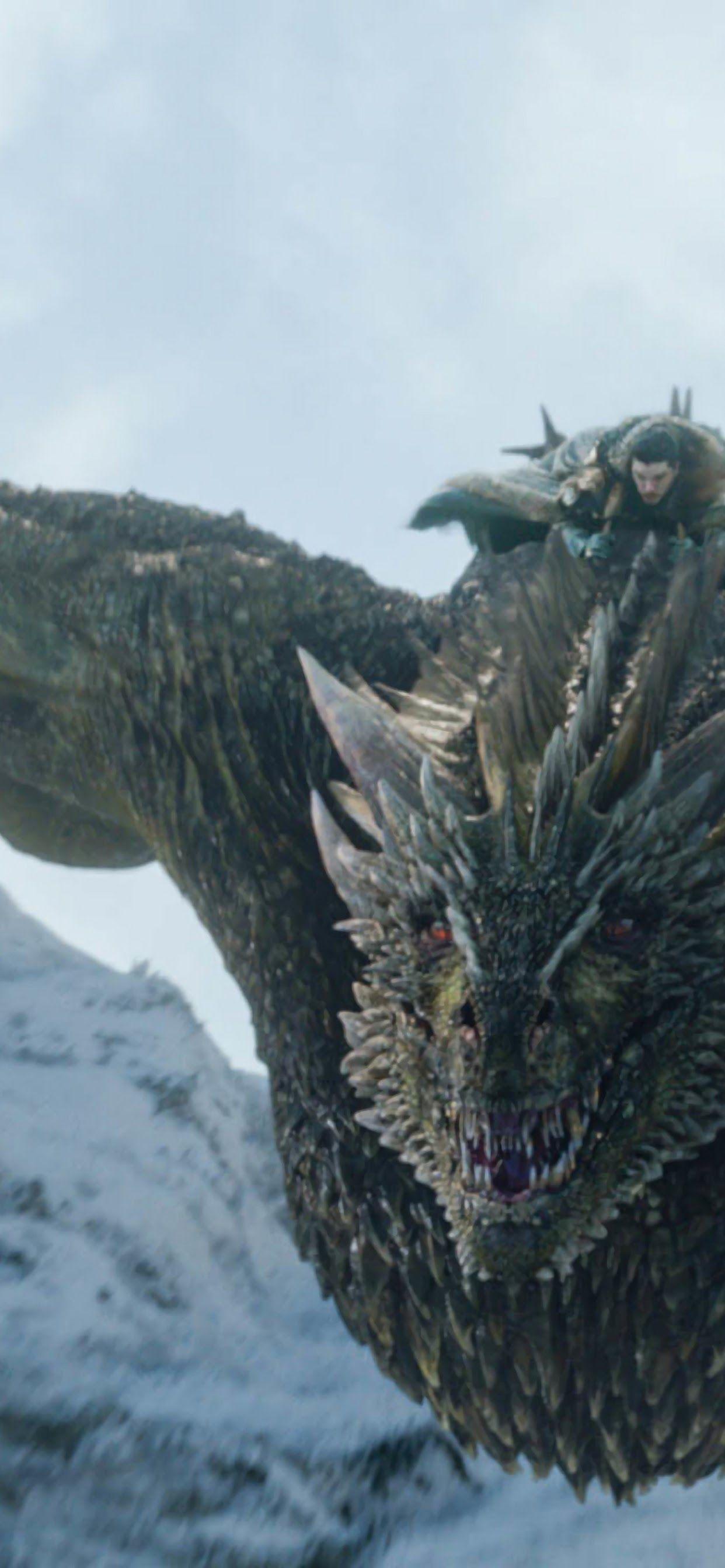 1242x2688 Jon Snow Dragon Game of Thrones 4K Wallpaper