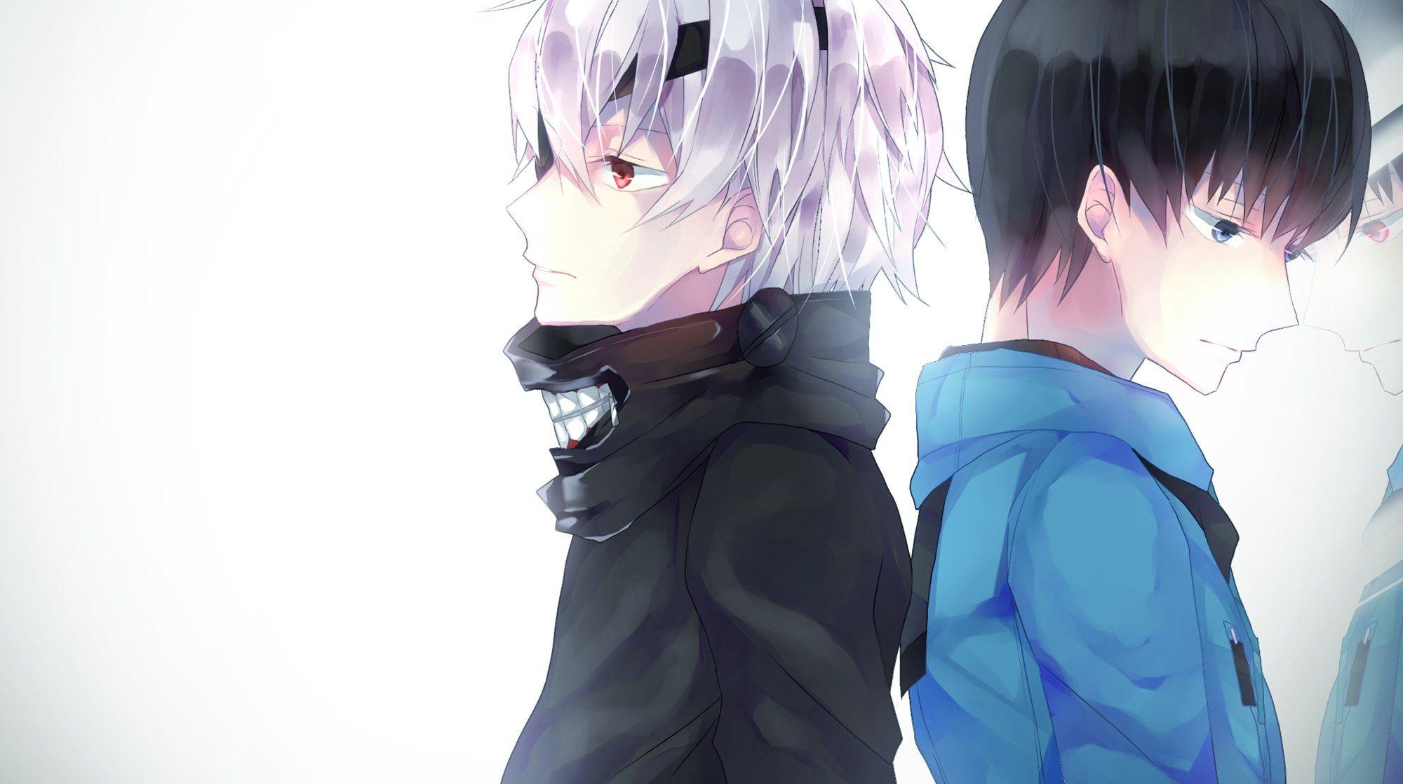 2000x1118 Tokyo Kushu Kaneki Ken Back to Back Reflection Mask Off wallpaperx1118