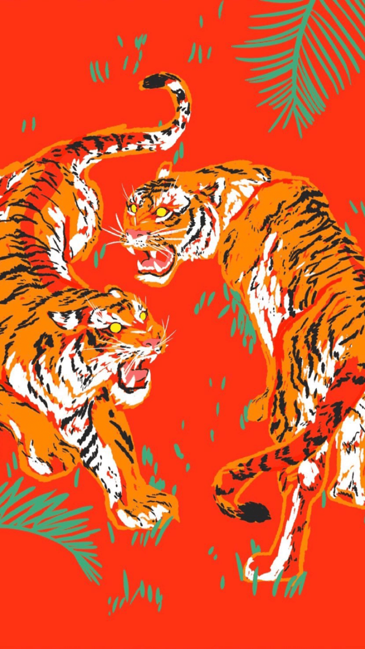 750x1334 tiger wallpaper aesthetic orange red iphone. Art, Tiger art, Tiger wallpaper