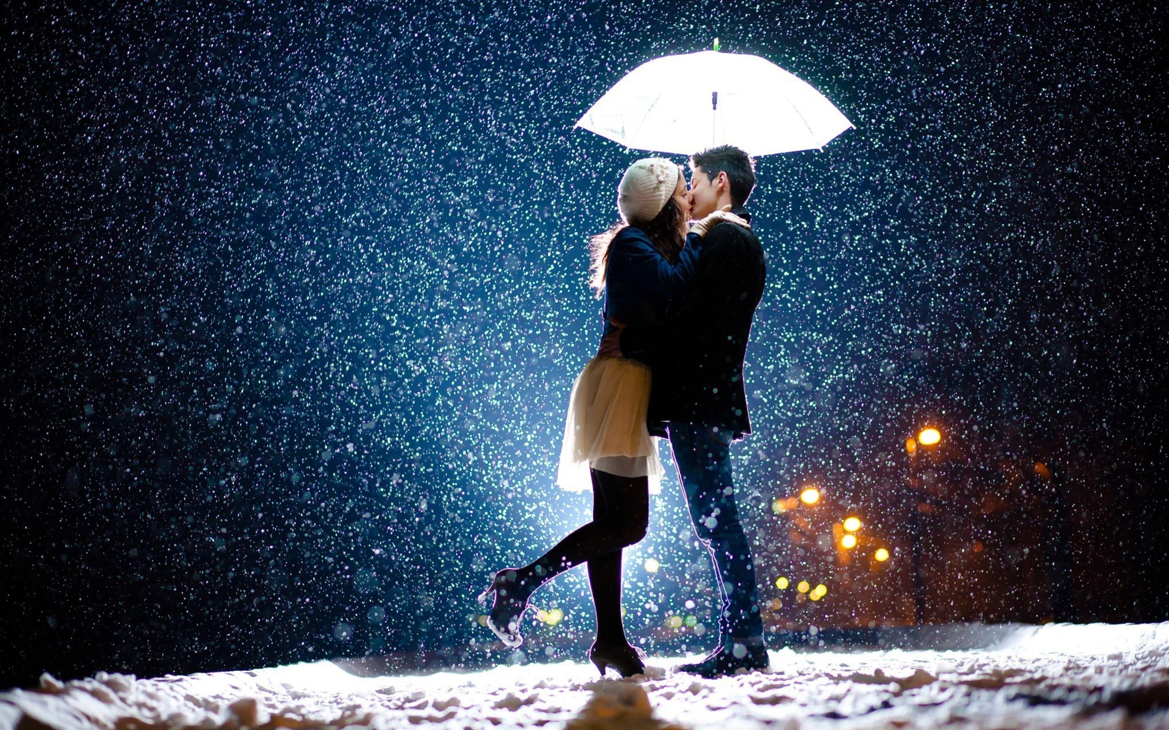 3840x2400 Couple Kiss In Snow, HD Love, 4k Wallpaper, Image, Background, Photo and Picture