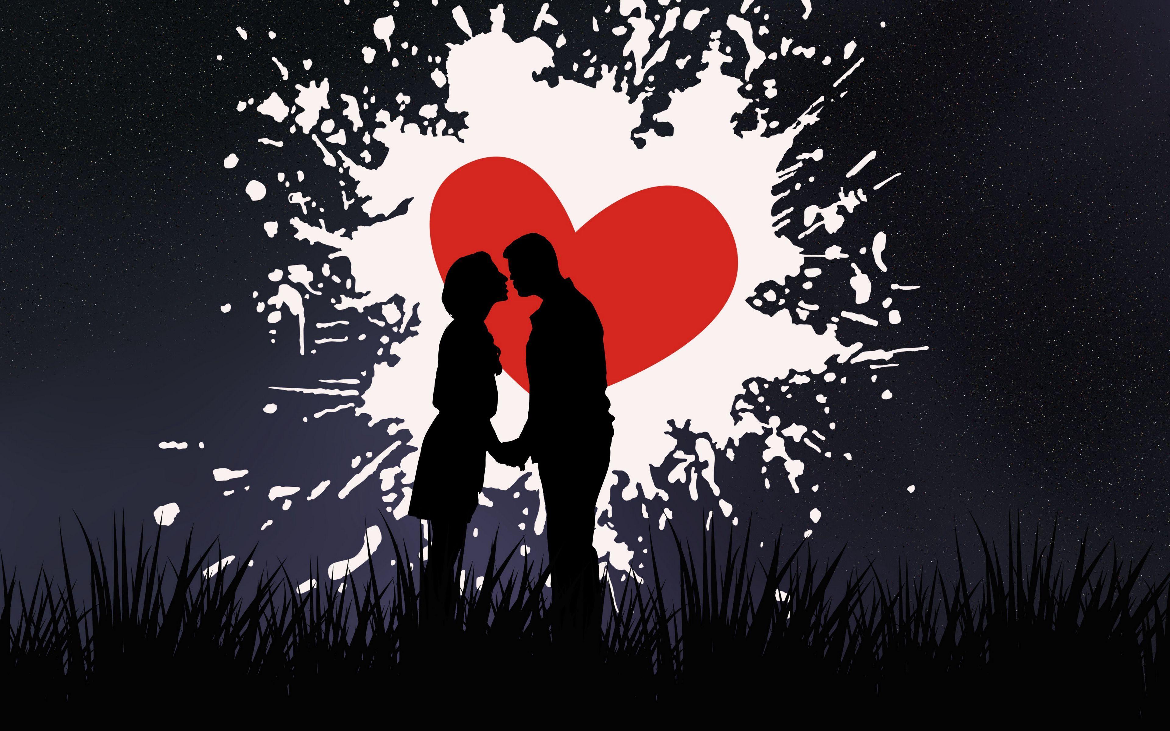 3840x2400 Download wallpaper 3840x2400 couple, kiss, love, heart, silhouettes 4k ultra HD 16:10 HD background