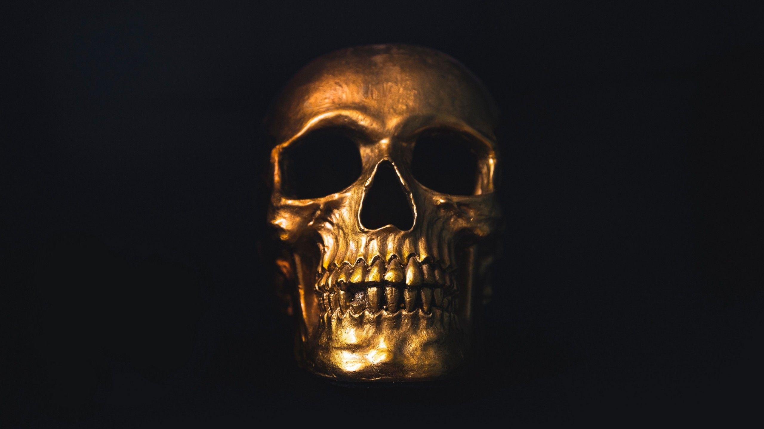 2560x1440 Gold skull HD Wallpaper Youtube Cover Photo