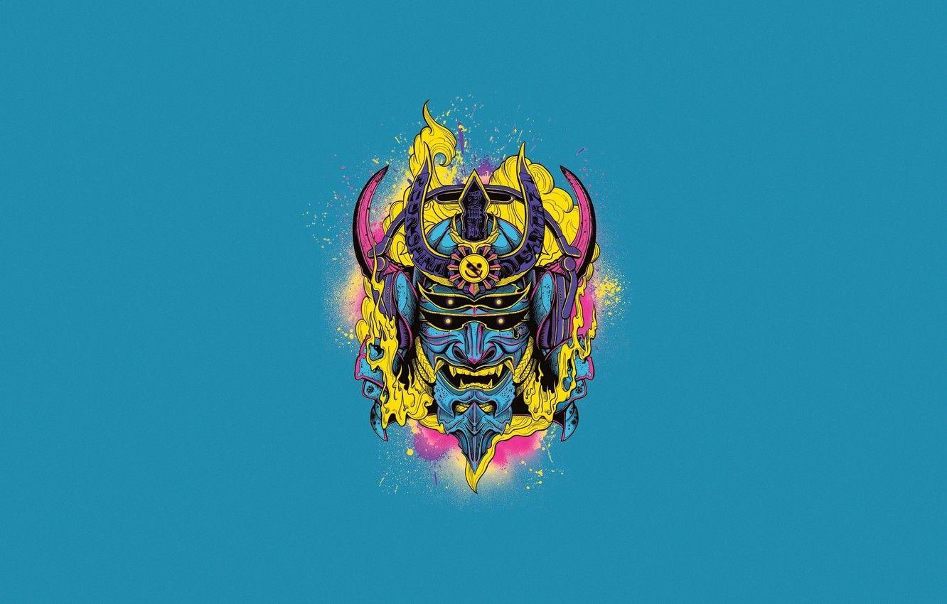 1332x850 Wallpaper Minimalism, Style, Helmet, Background, Mask, Samurai, Fantasy, Art, Art, Style, Fiction, Fiction, Background, Samurai, Minimalism, Mask image for desktop, section минимализм
