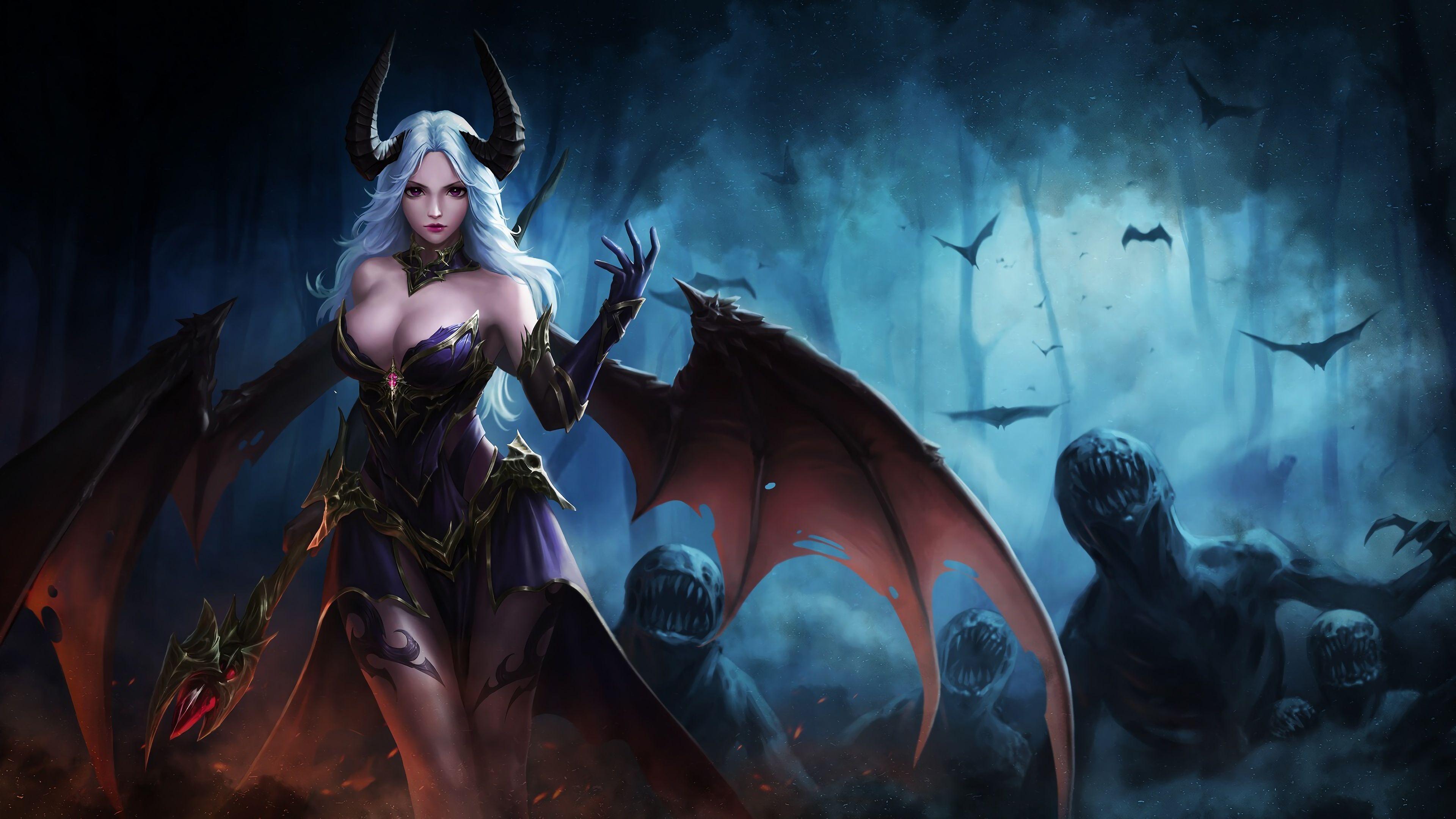 3840x2160 Demon Warrior Woman 4k Ultra HD Wallpaper