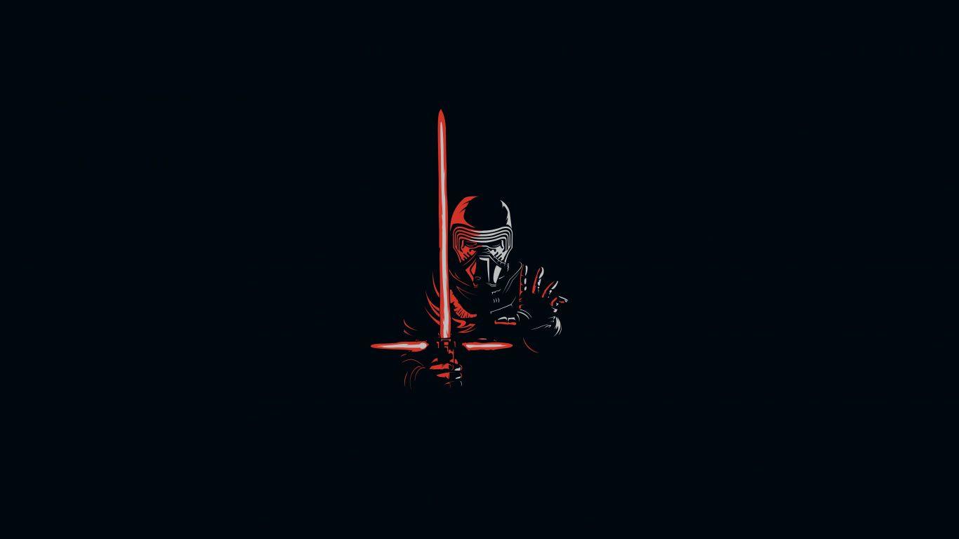 1366x768 Download Kylo Ren, minimal, artwork, villain, star wars wallpaper, 1366x Tablet, laptop