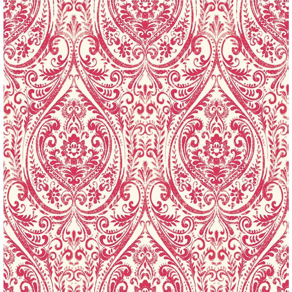 1000x1000 A Street Gypsy Red Damask Wallpaper 1014 001865 Home Depot