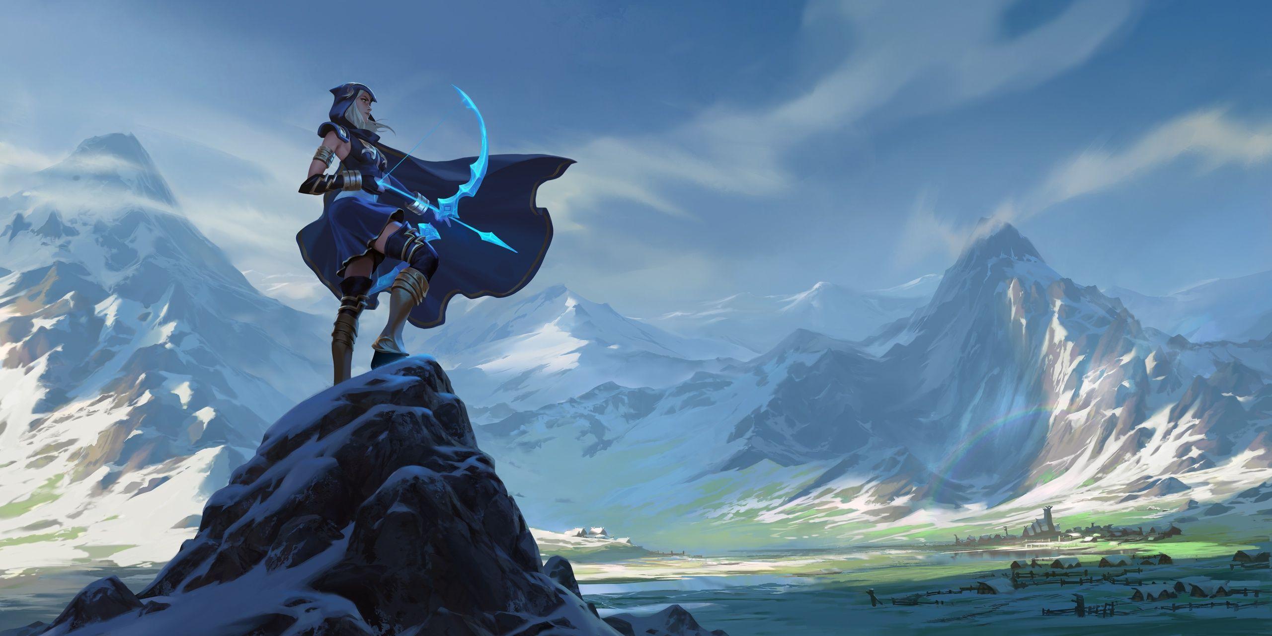 2560x1280 Video Game League Of Legends Girl Landscape Ashe Bow HD Wallpaper Background Image. Background image wallpaper, League of legends, Scenery background