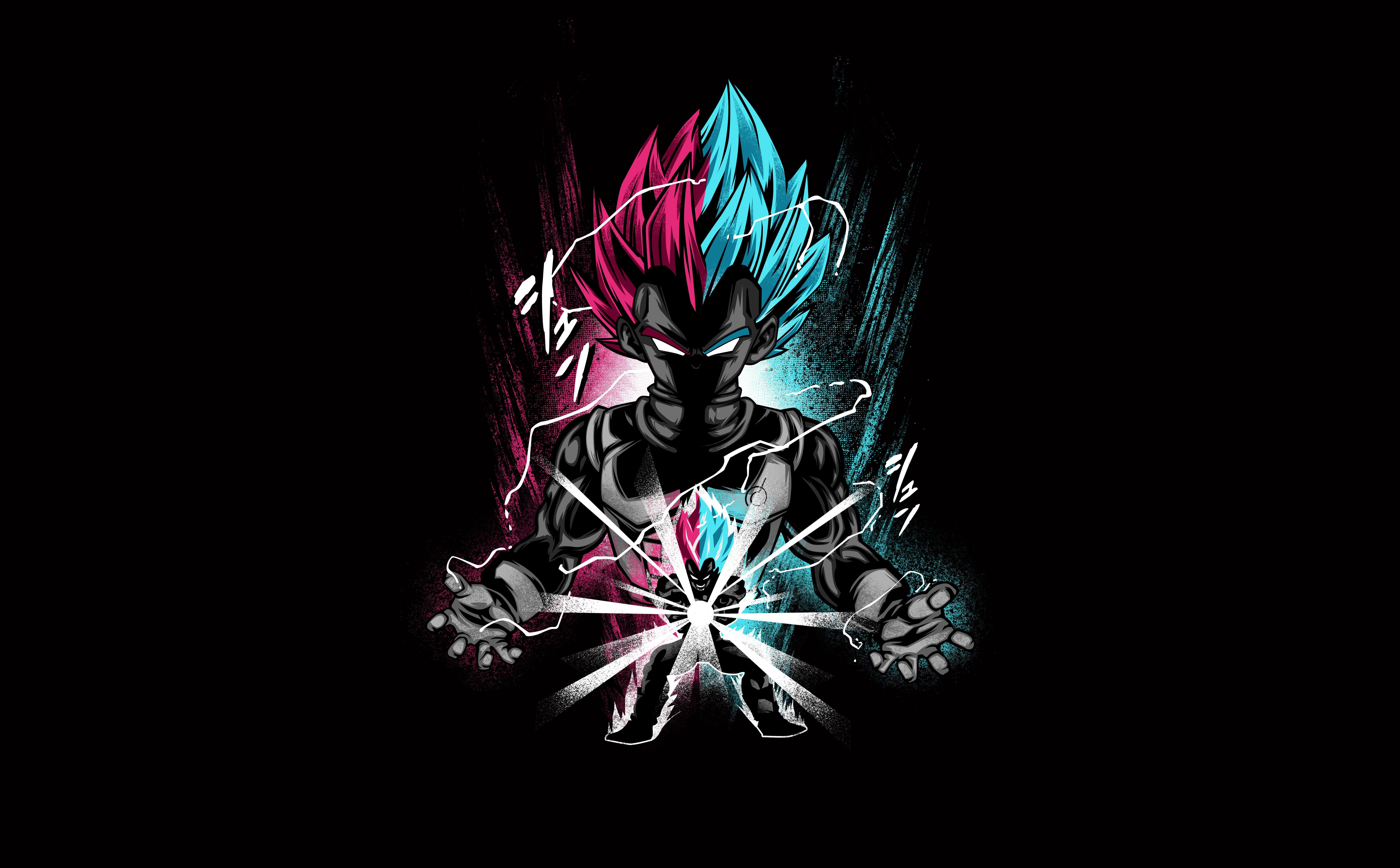 Goku Anime Boy Dark Art Black Background 4K HD Dragon Ball