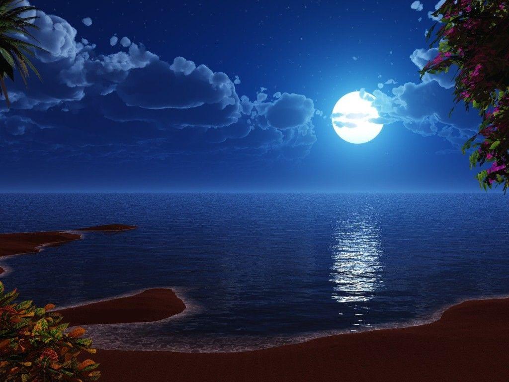 1024x768 Valentines Wallpaper: Beach At Night Wallpaper