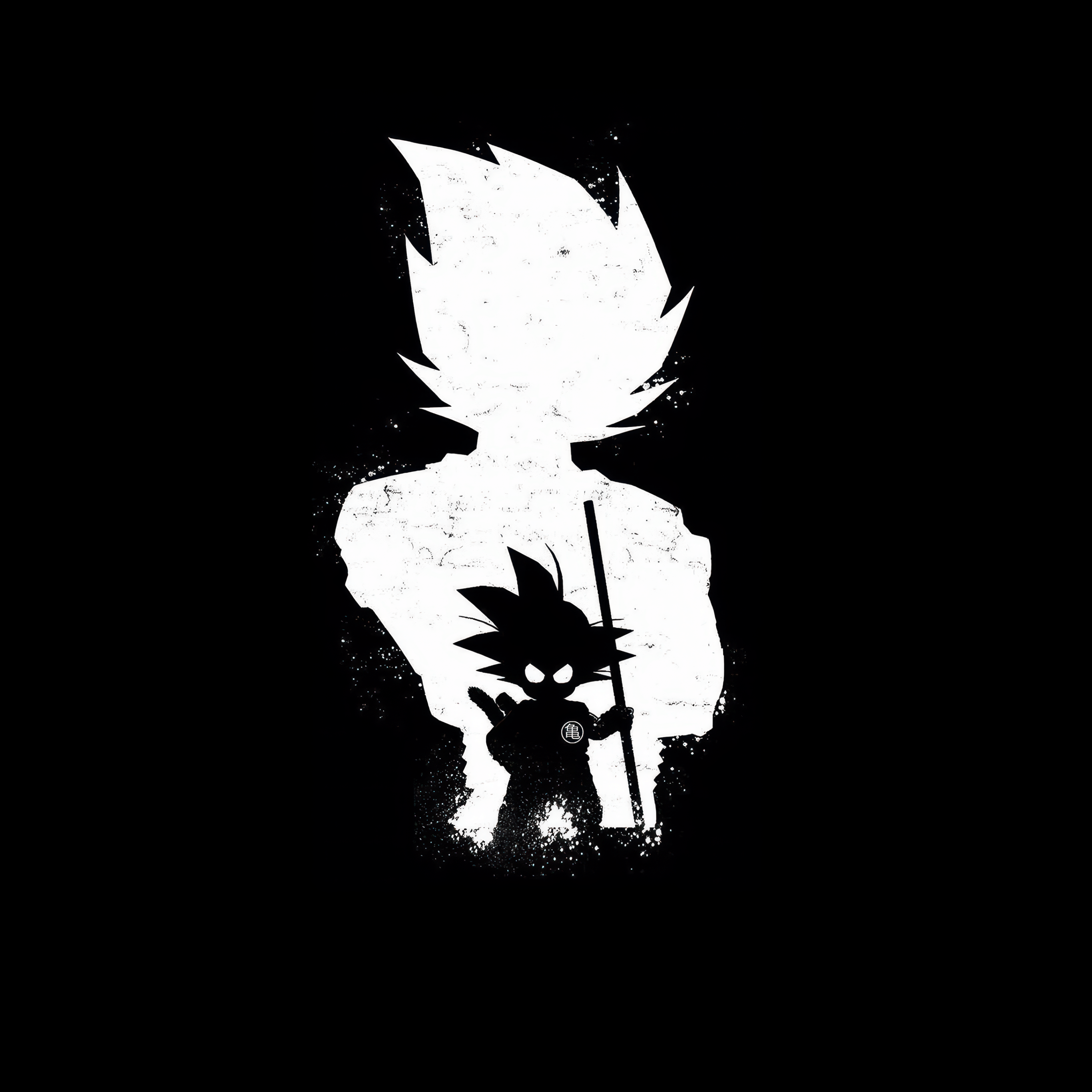 2732x2732 Goku Wallpaper 4K, Black and White, Silhouette