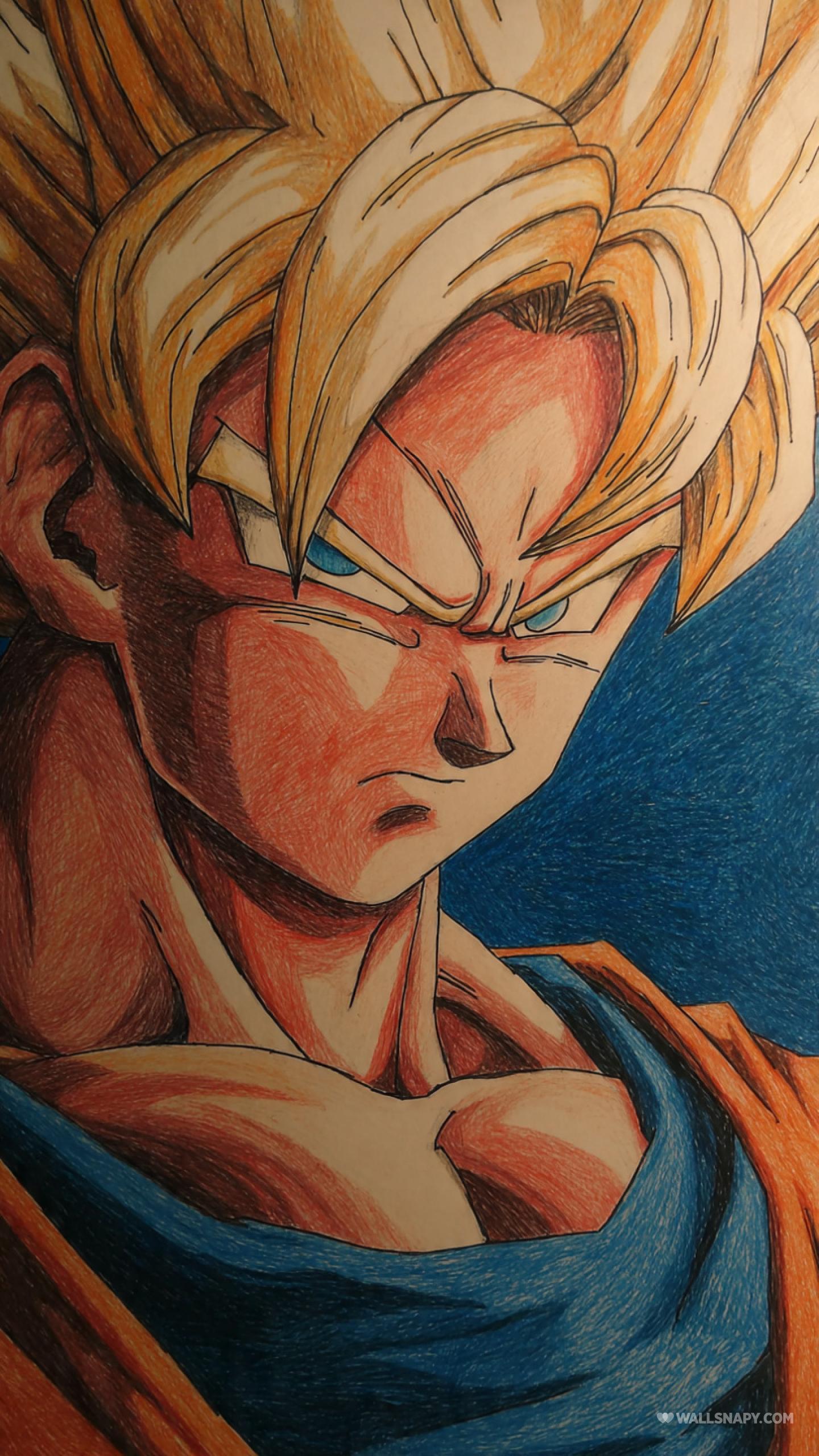 1440x2560 Goku ssj2 detailed art illustration wallpaper mobile