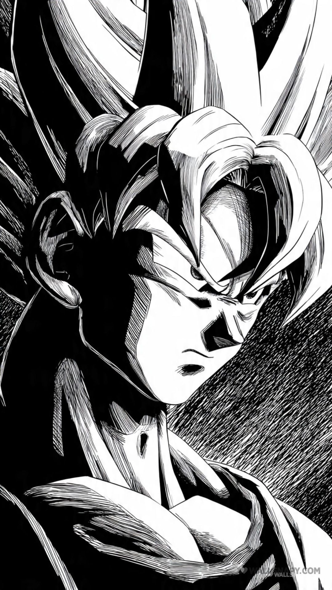 1080x1920 Goku dragon ball z ssj1 bw line art cool wallpaper