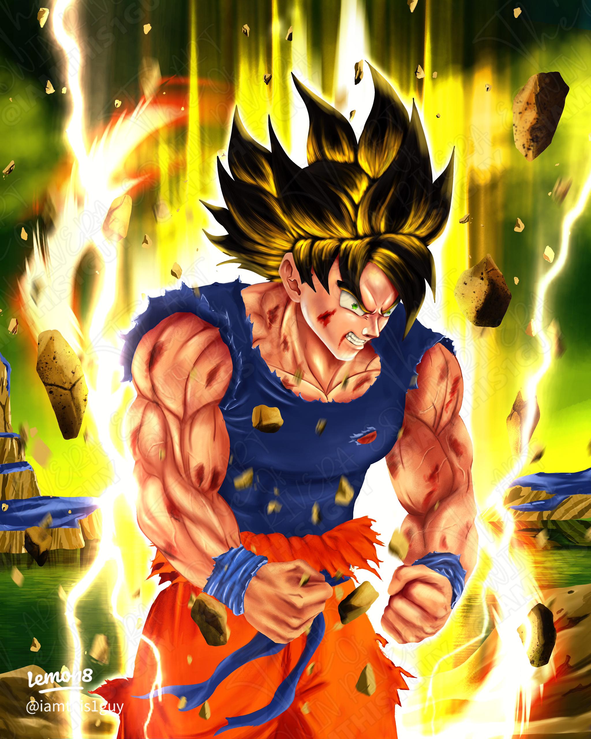 2048x2560 My Intense Super Saiyan Goku Drawing: Aura, Lightning & Power!