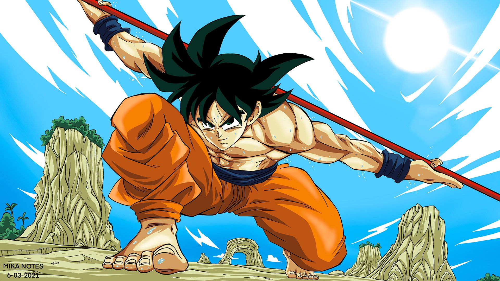 1920x1080 Son goku with power pole (1). Image - Behance