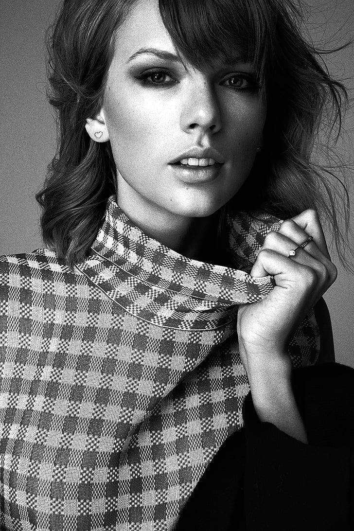728x1092 HD wallpaper: Taylor Swift, singer, women, desaturated, monochrome