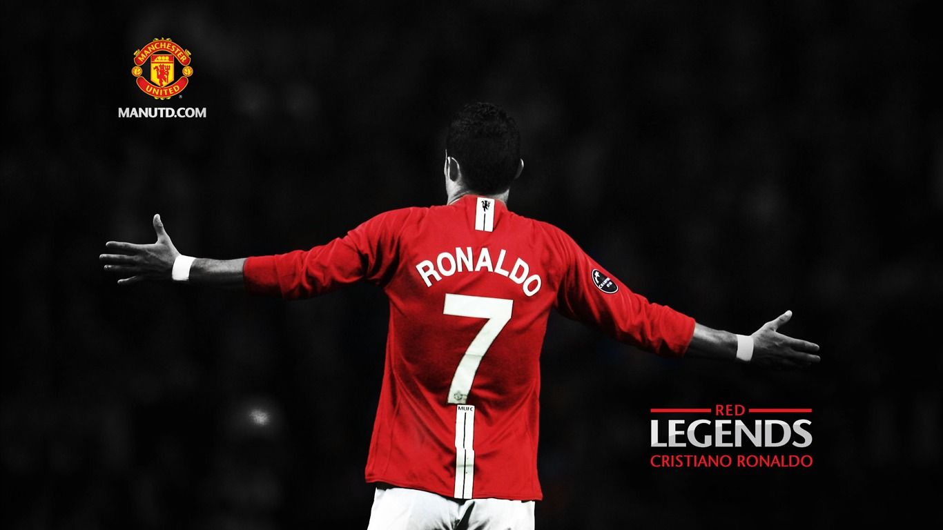 1366x768 Cristiano Ronaldo Red Legends Manchester United Wallpaper