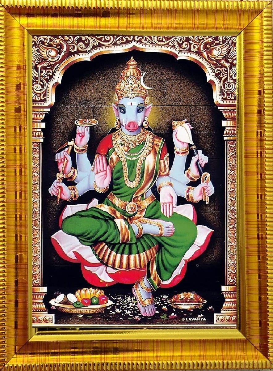 884x1200 Varahi Amman Devi Religious Photo Frame Wooden Frame Wall Mounted 5 x 7 Inch