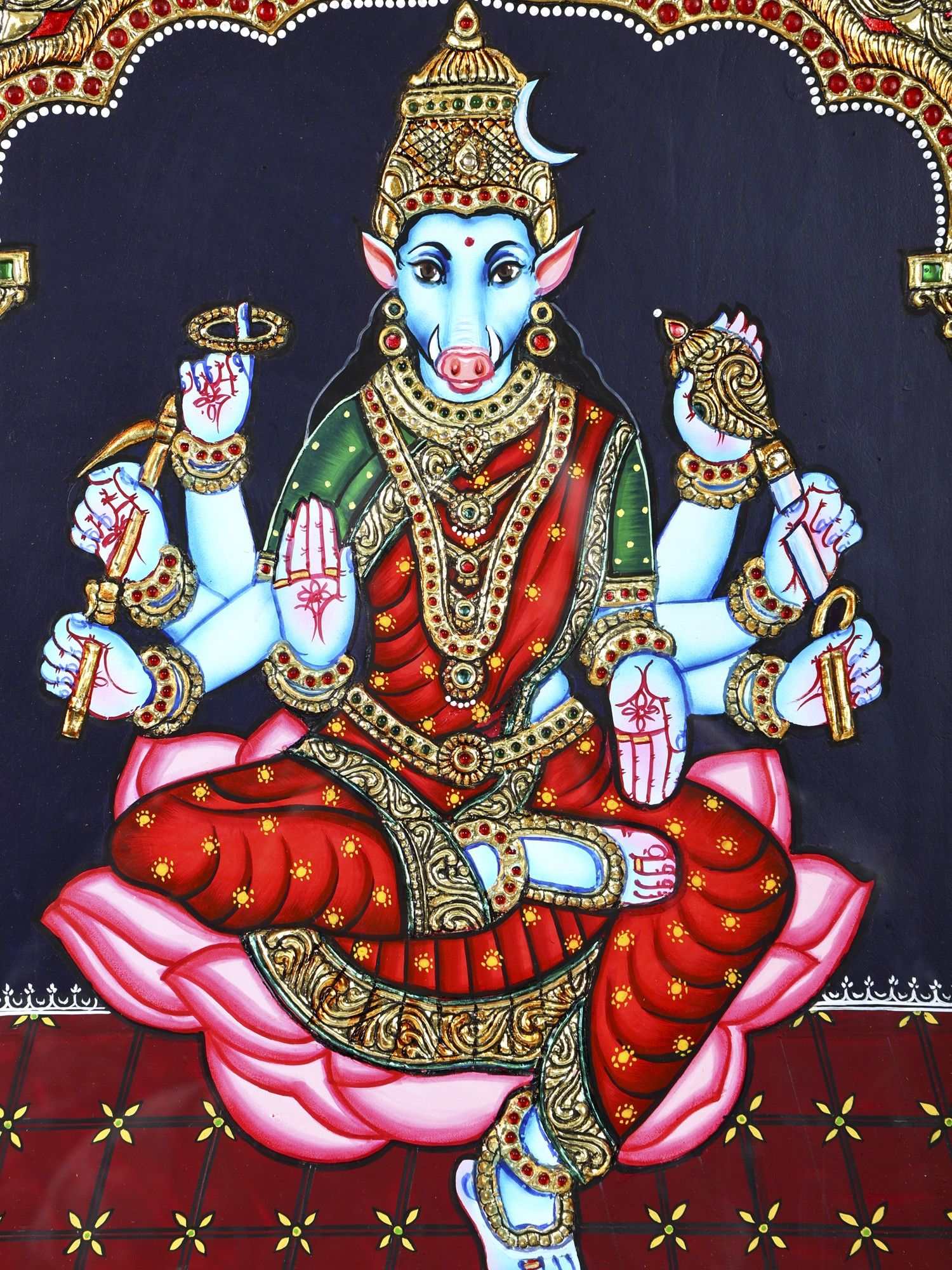 1500x2000 Kamalasini Goddess Varahi Karat Gold Work. Framed Tanjore Painting. Exotic India Art