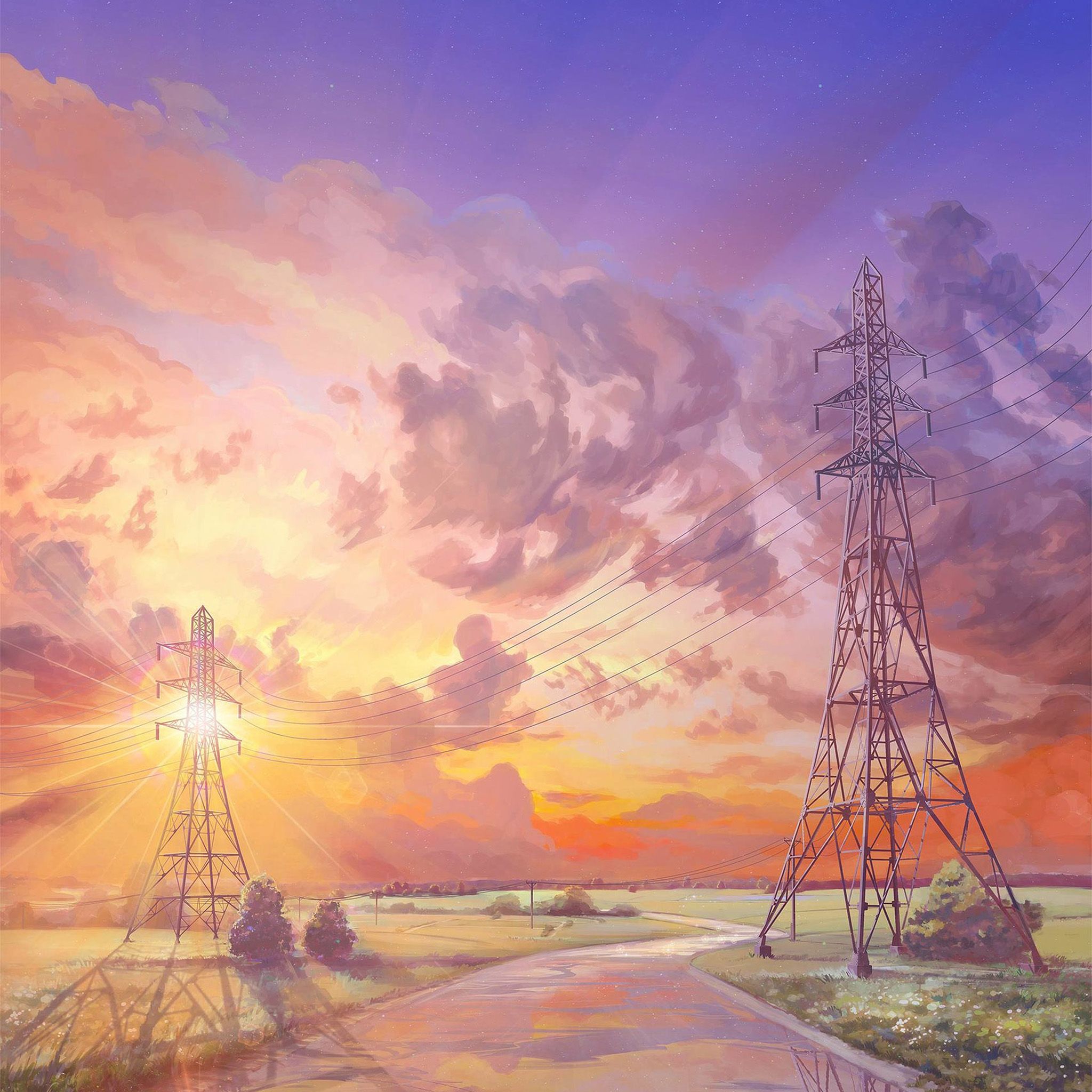2048x2048 Transmission Tower Wallpaper Free High Quality Background