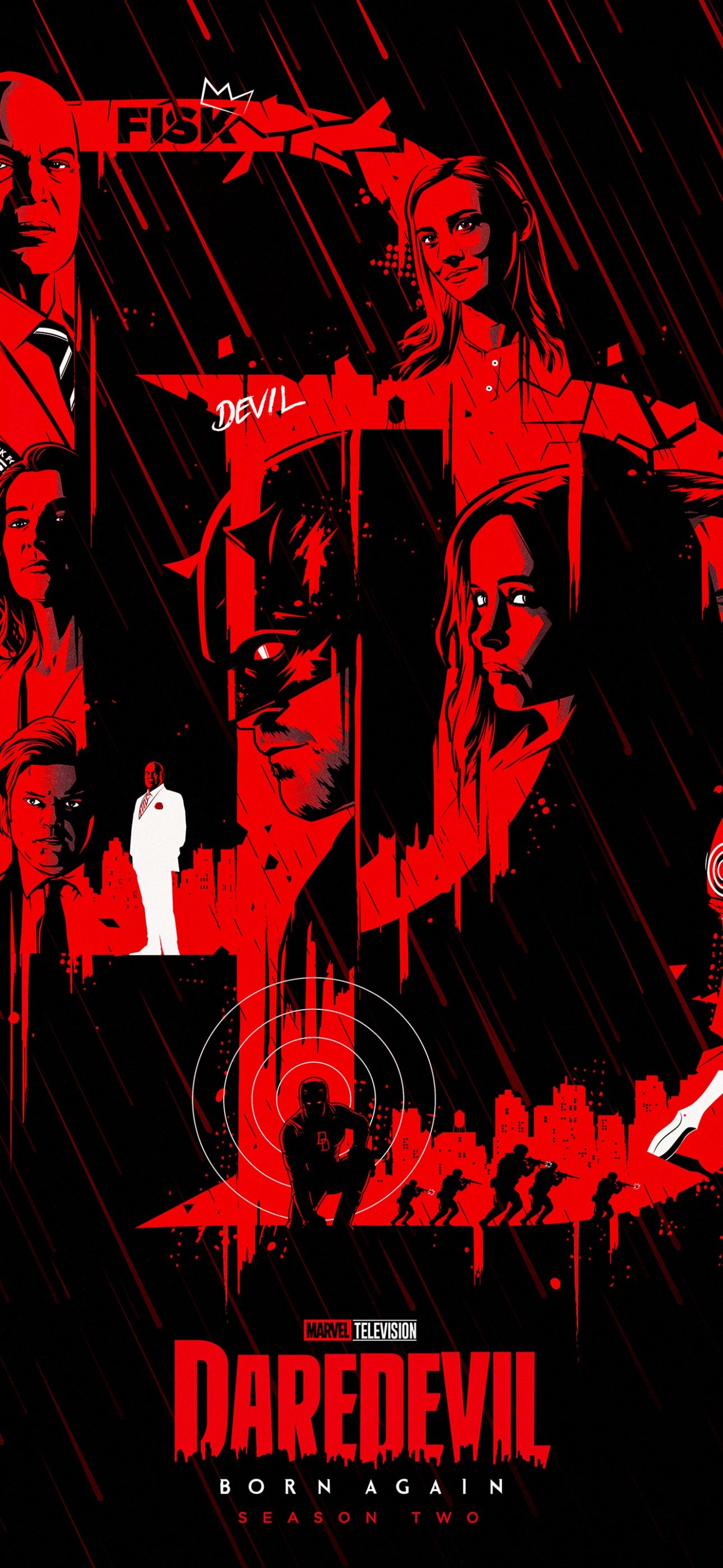1290x2796 Daredevil: Born Again Wallpaper 4K, Dark red, Artwork