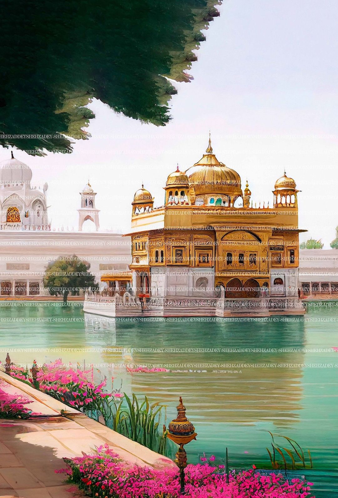 1080x1591 Golden Temple Oil Painting. Sikh Harmandir Sahib Art. Amritsar Punjab Wall Decor. Traditional Indian Canvas Print