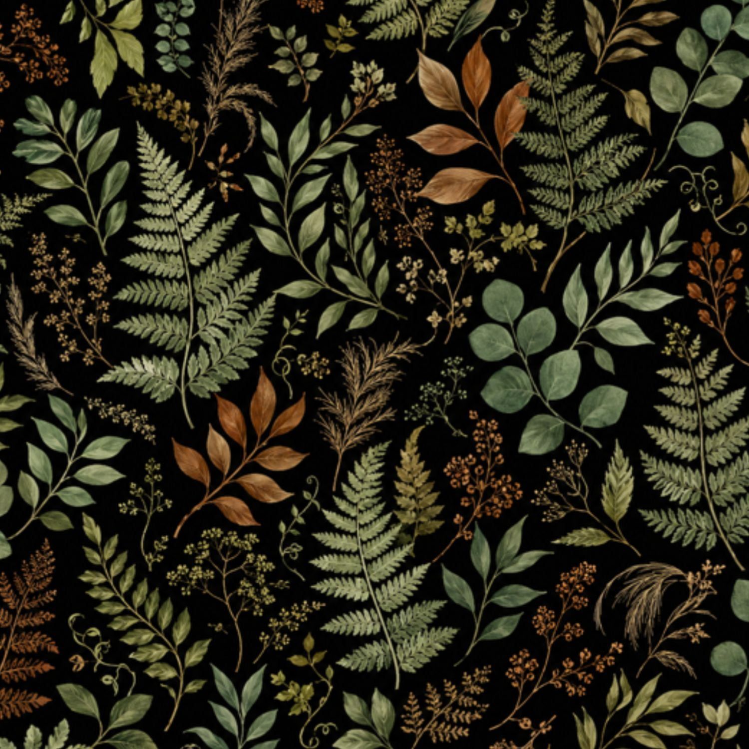 1500x1500 Gothic Peel and Stick Wallpaper Botanical Fern Leaf Dark Wall Mural 23.6in x 9.8ft Self Adhesive Removable Wall Paper Renter Friendly Wallpaper for Bedroom
