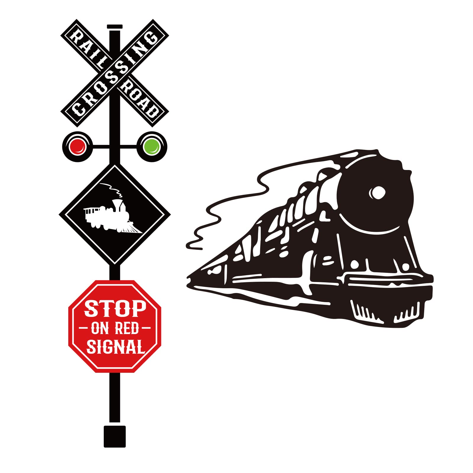 1600x1600 SUPERDANT Railroad Crossing Sign Wall Decor Train Crossing Wall Sticker Train Home Wallpaper Stop on Red Signal Vinyl DIY Art Decor Trains Stickers for Kids Boys Bedroom Playroom Nursery Decals