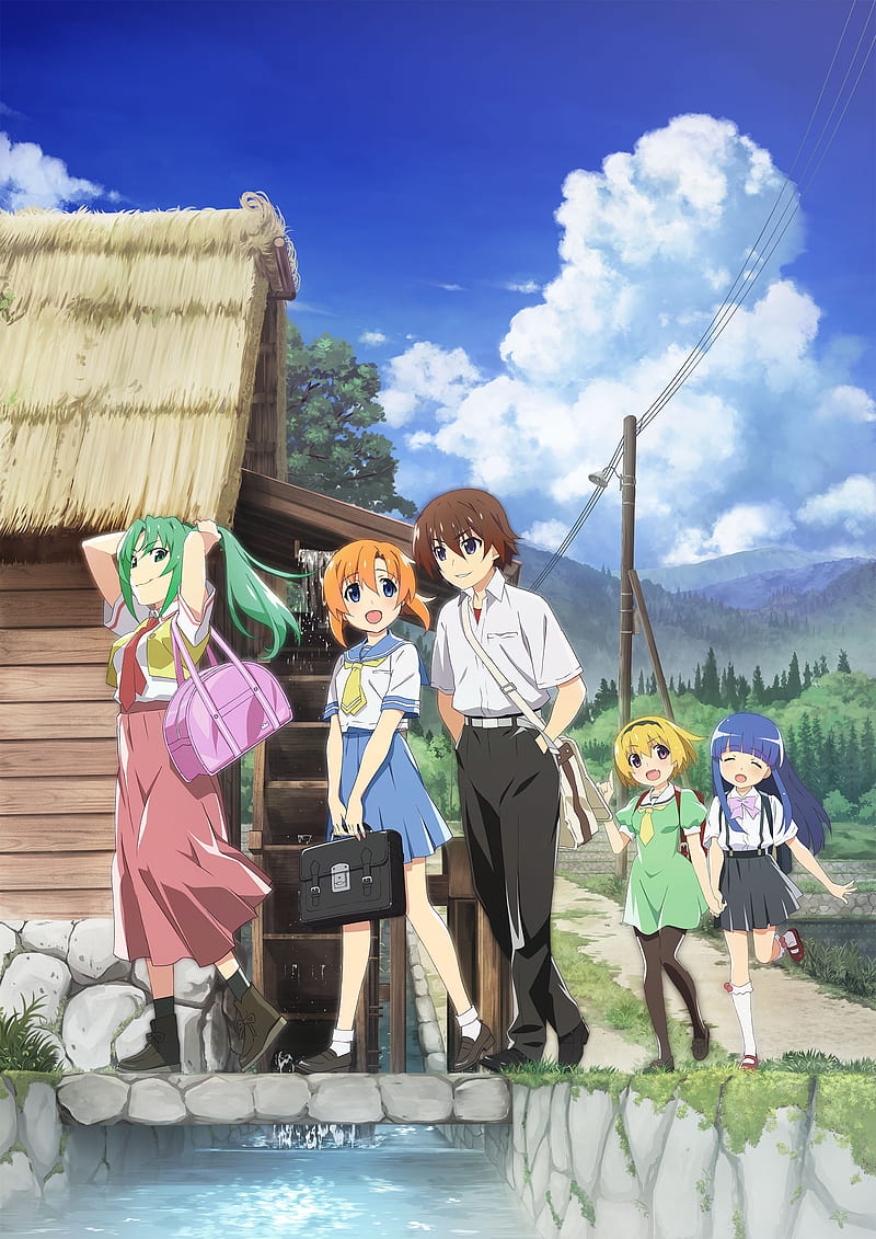 800x1131 Sonozaki mion, furude rika, maebara keiichi, ryuuguu rena, higurashi no naku koro ni, HD phone wallpaper