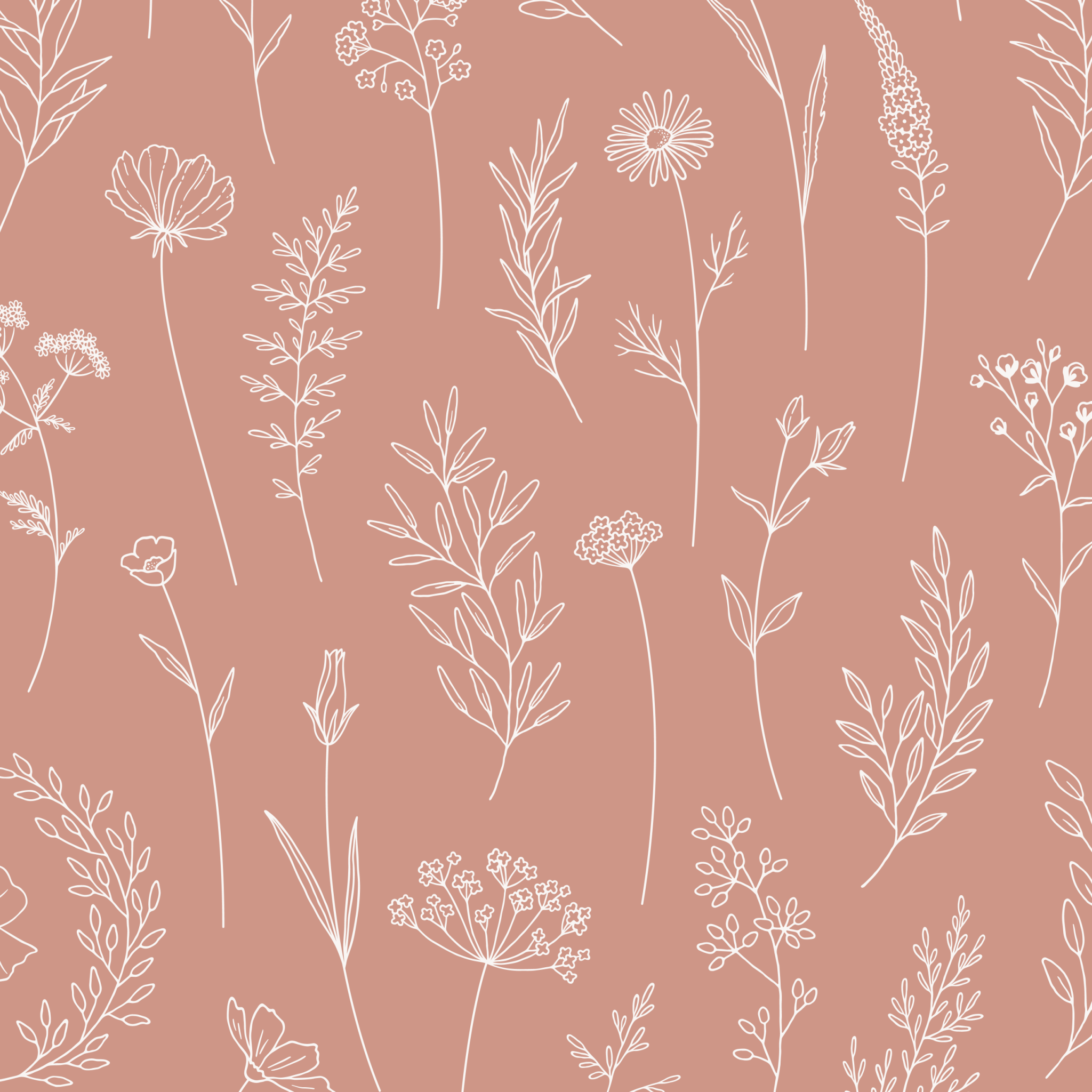 2048x2048 Terracotta Botany Peel and Stick Wallpaper