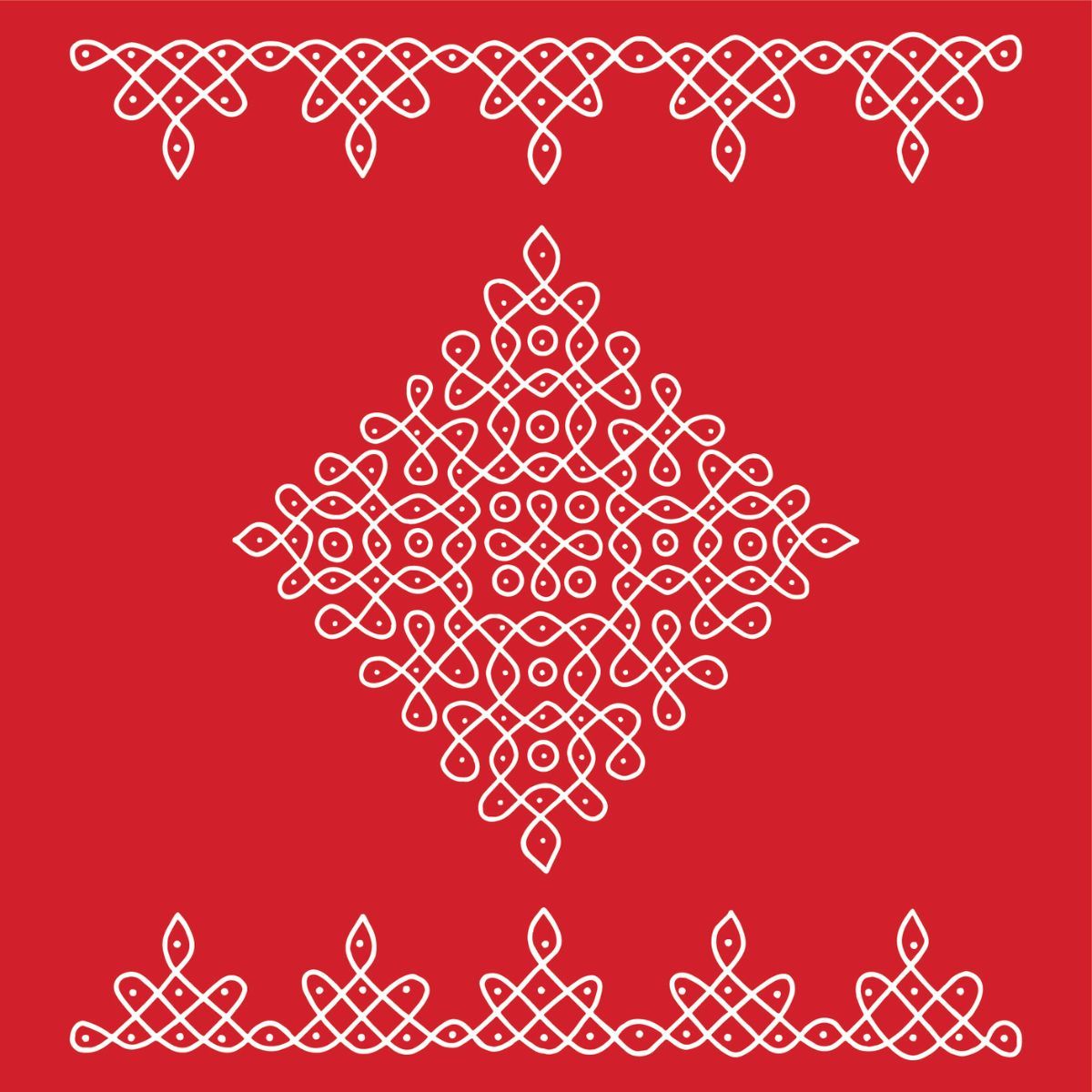 1200x1200 Red Color Big Kolam Border wallpaper for Pooja Room®