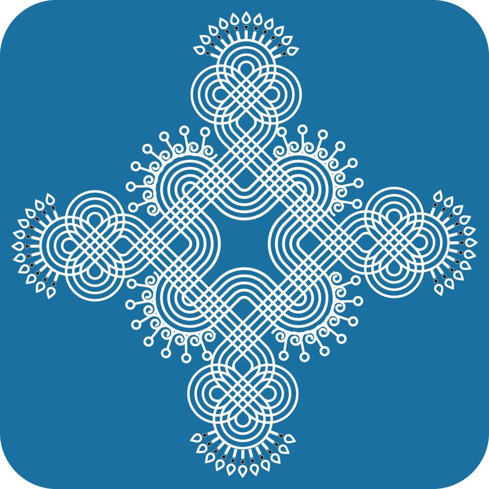 980x980 Indian Traditional and Cultural Rangoli, Alpona, Kolam, or Paisley vector line art. Bengal art India. for textile printing, logo, wallpaper