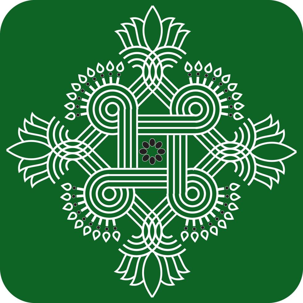 980x980 Indian Traditional and Cultural Rangoli, Alpona, Kolam, or Paisley vector line art. Bengal art India. for textile printing, logo, wallpaper