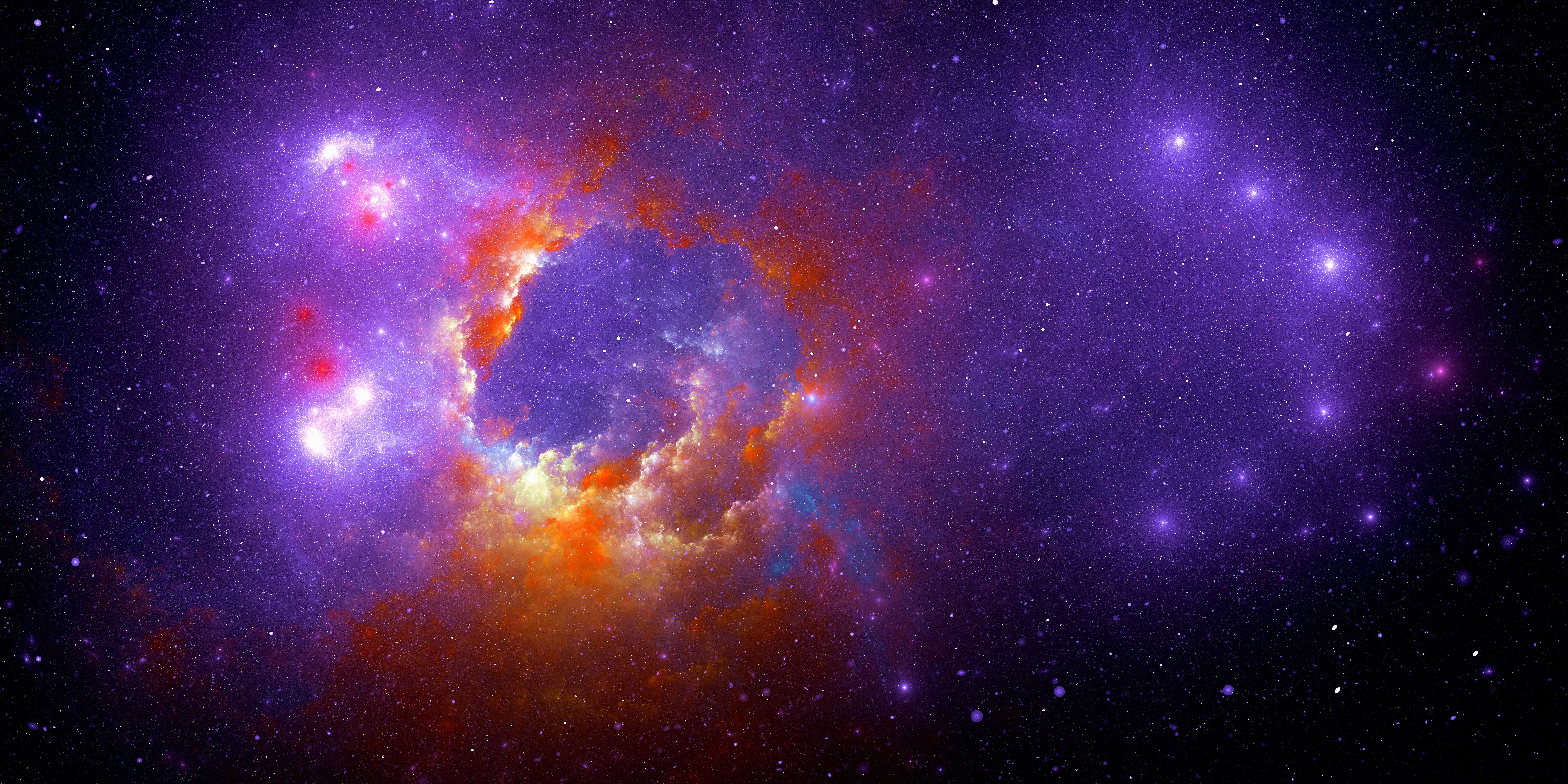 6000x3000 Wallpaper Blue and Brown Sky With Stars, Background Free Image