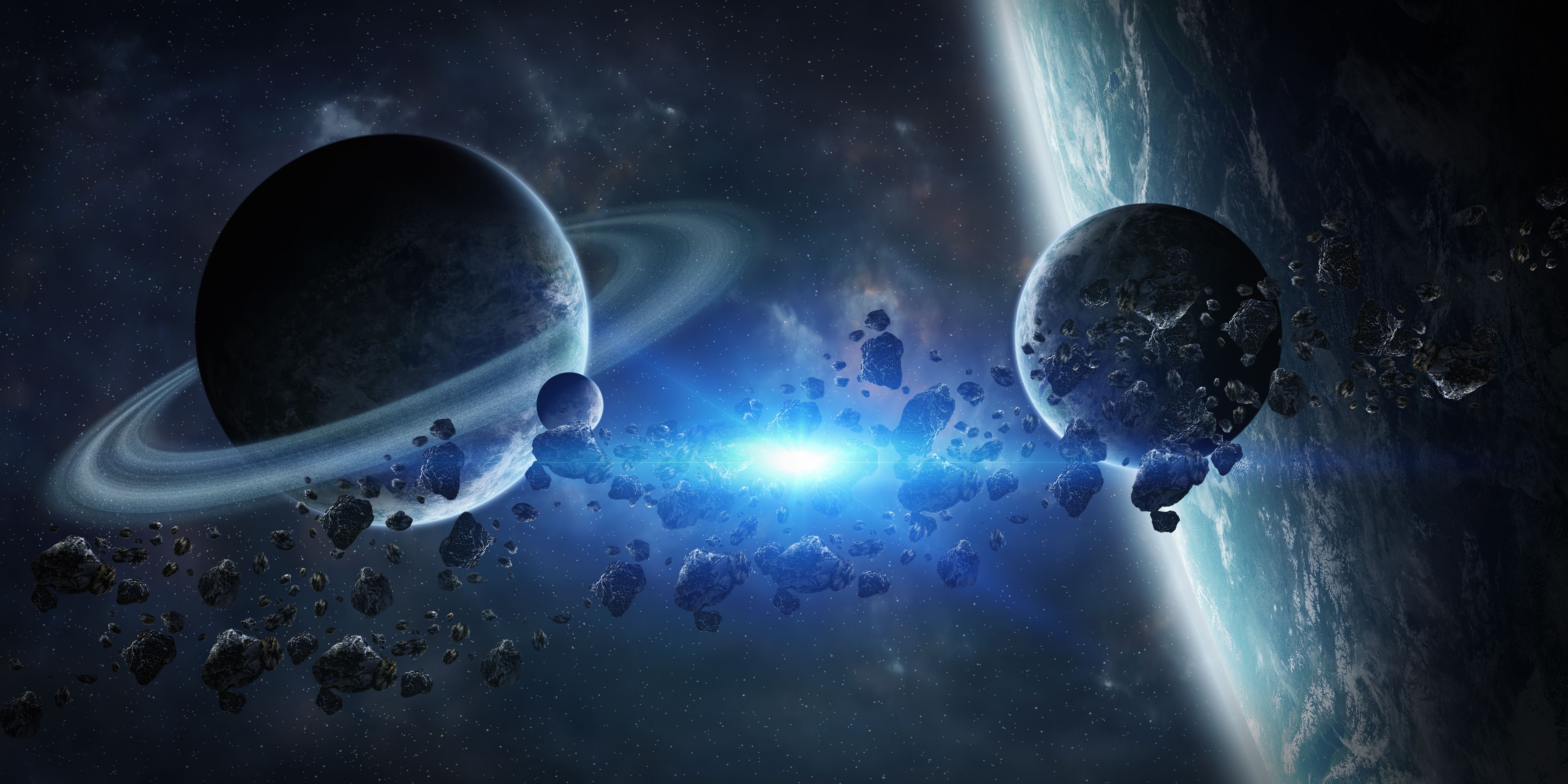 6000x3000 Galactic Serenity Ultra HD Sci Fi Planet Wallpaperx3000
