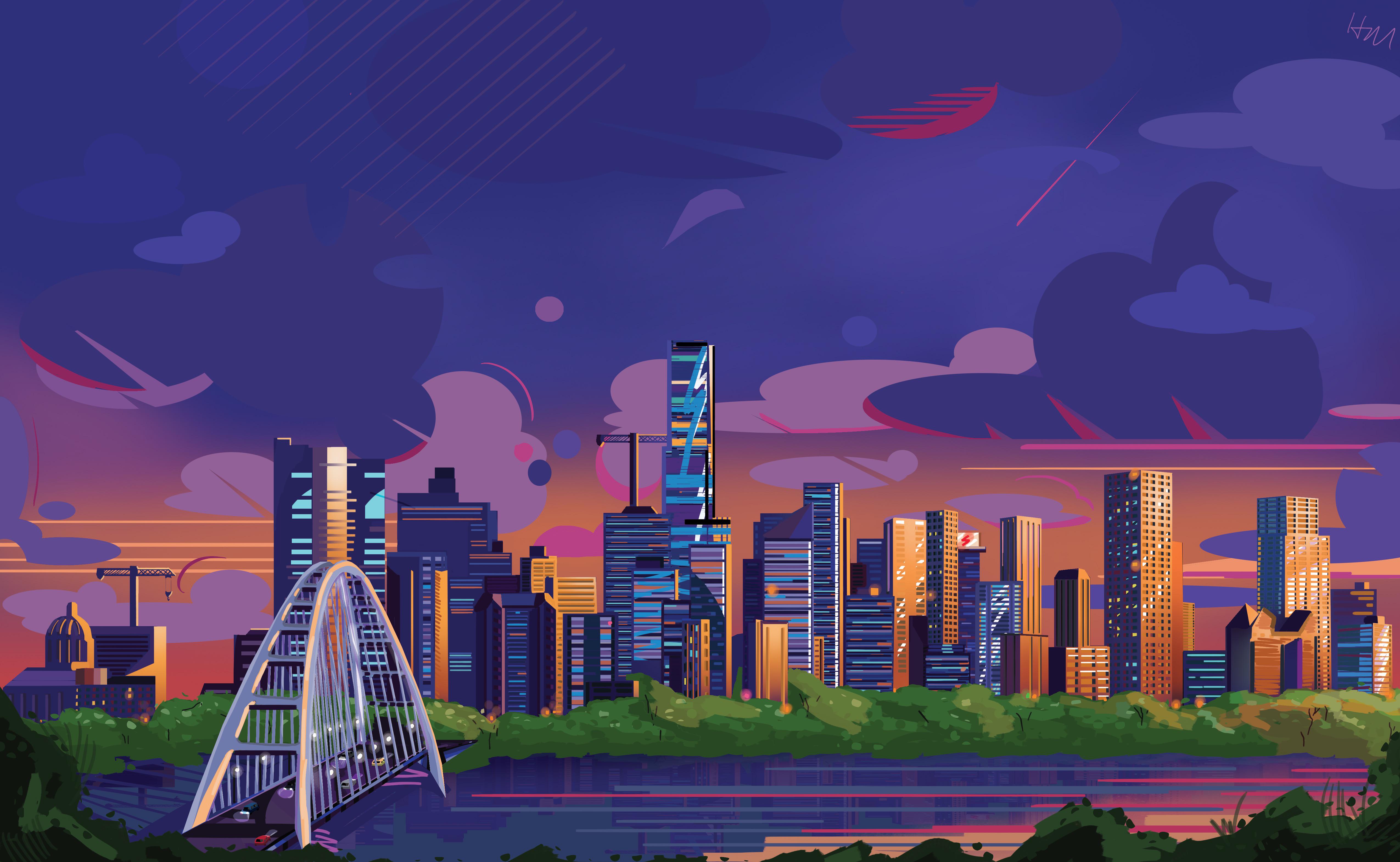 5100x3140 Skyline of the city art that I made recently