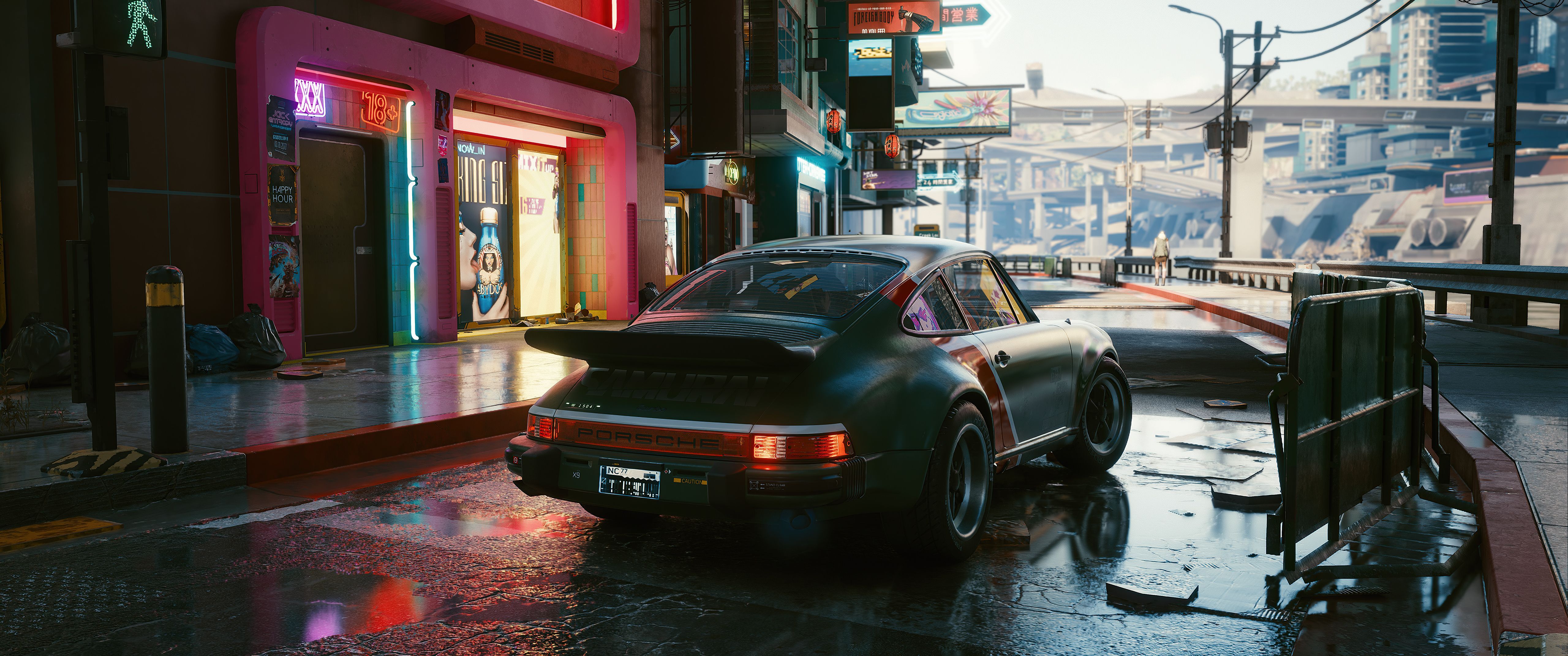 5120x2143 Cyberpunk Porsche Wallpaper