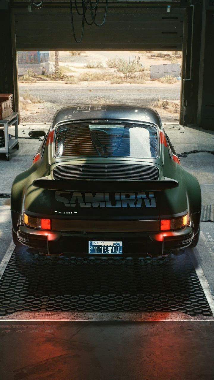 720x1280 Green Cyberpunk Sports Car with Hood Up. Johnny silverhand porsche, Delorean cyberpunk wallpaper, Cyberpunk 2077 car background