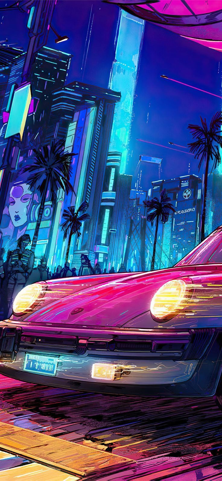 736x1592 porsche x cyberpunk 2077 iPhone 12 Wallpaper