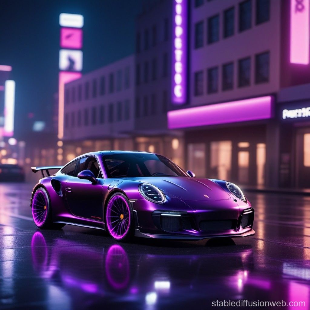 1024x1024 Low Rider Porsche 911 in Cyberpunk City. Stable Diffusion Online