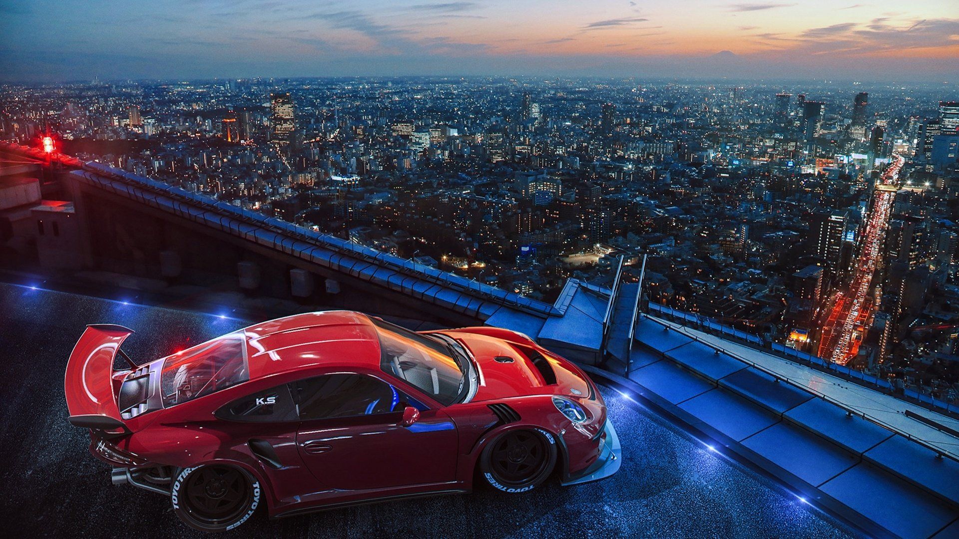 1920x1080 Porsche 911 GT3 Thrills Over Cityscape HD Wallpaperx1080