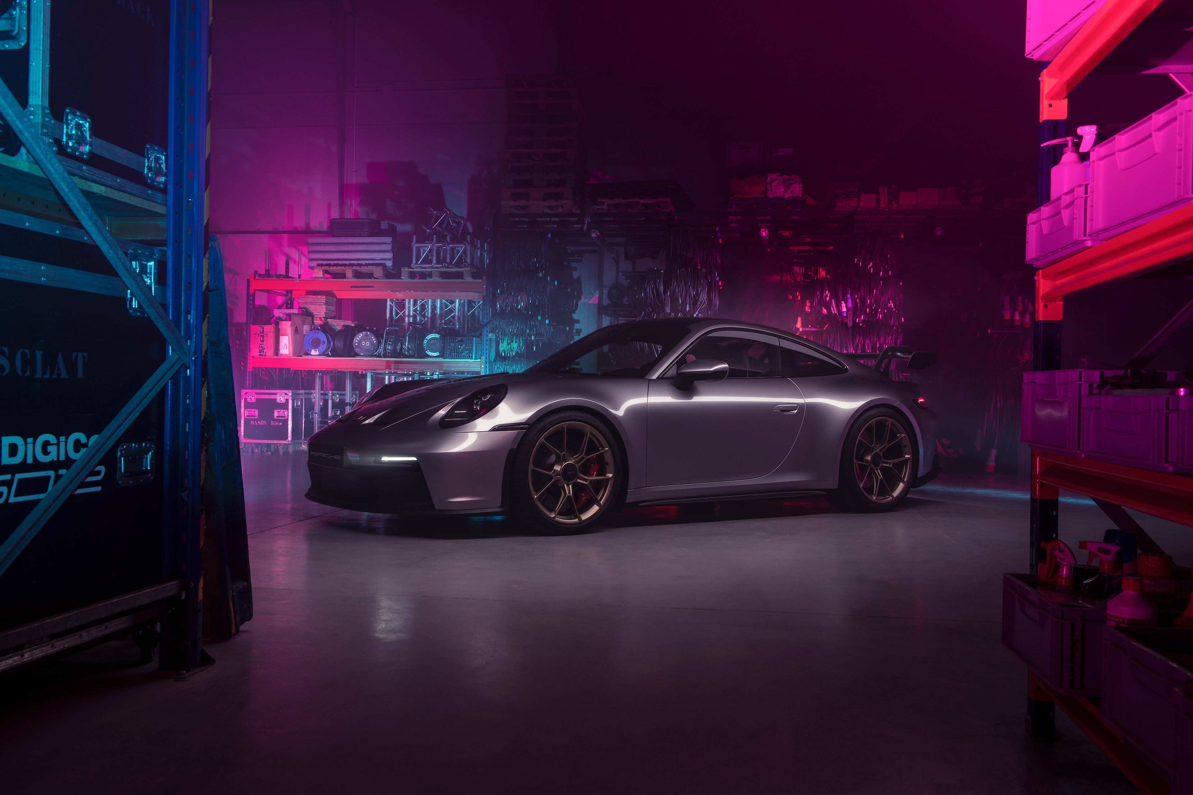 3840x2560 Cyberpunk Porsche 99GT3 Wallpaper 4K for Desktop