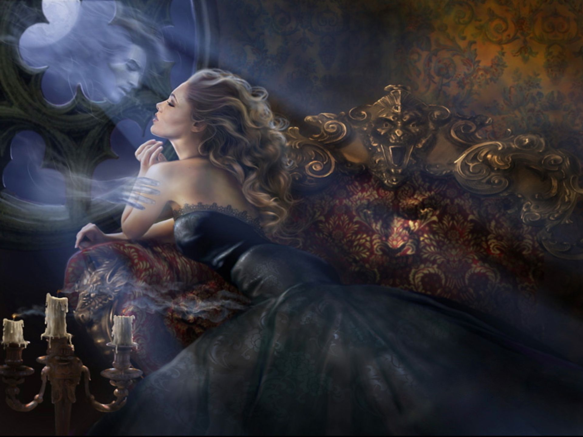 1920x1440 love, Romance, Ghost, Mirror, Sad, Sorrow, Women, Blondes, Art, Fantasy Wallpaper HD / Desktop and Mobile Background