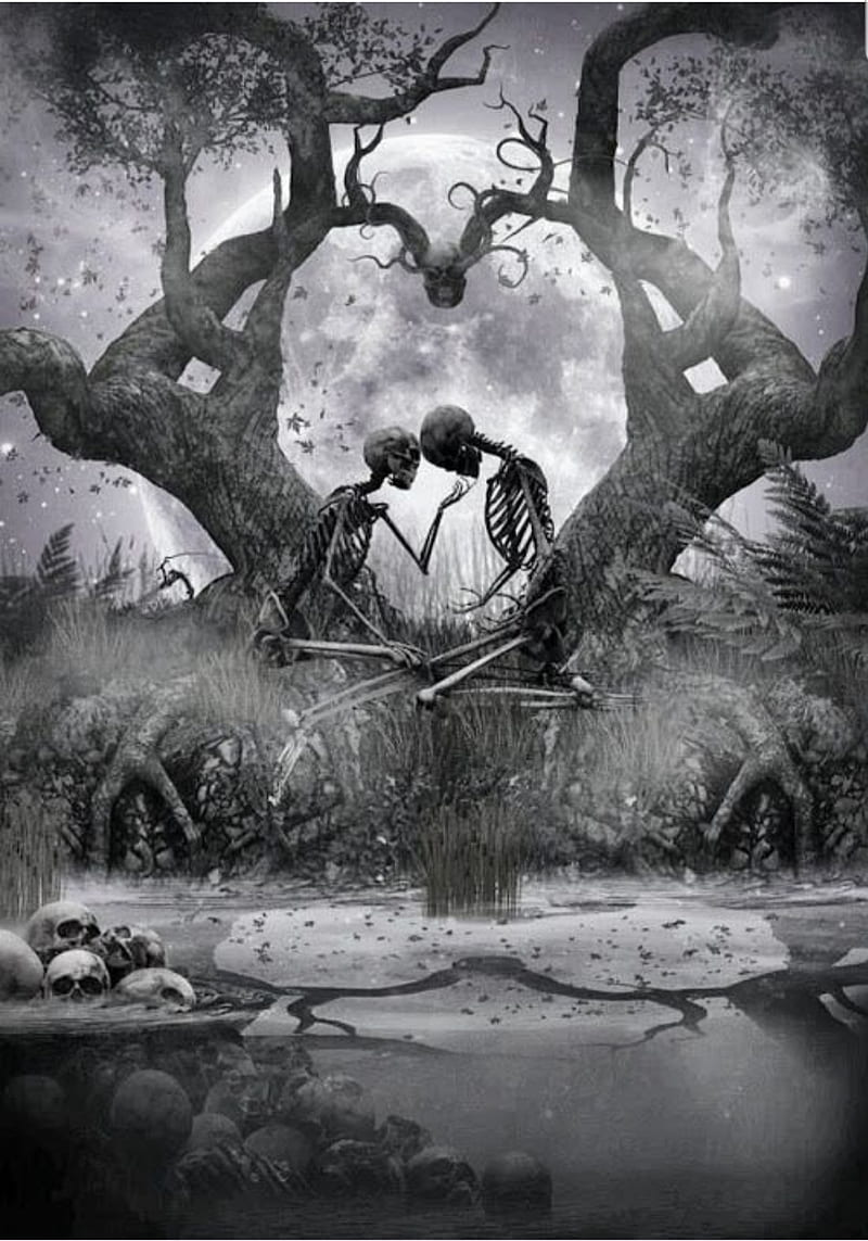 800x1143 Skull love, skulls, dark art, fantasy, HD phone wallpaper