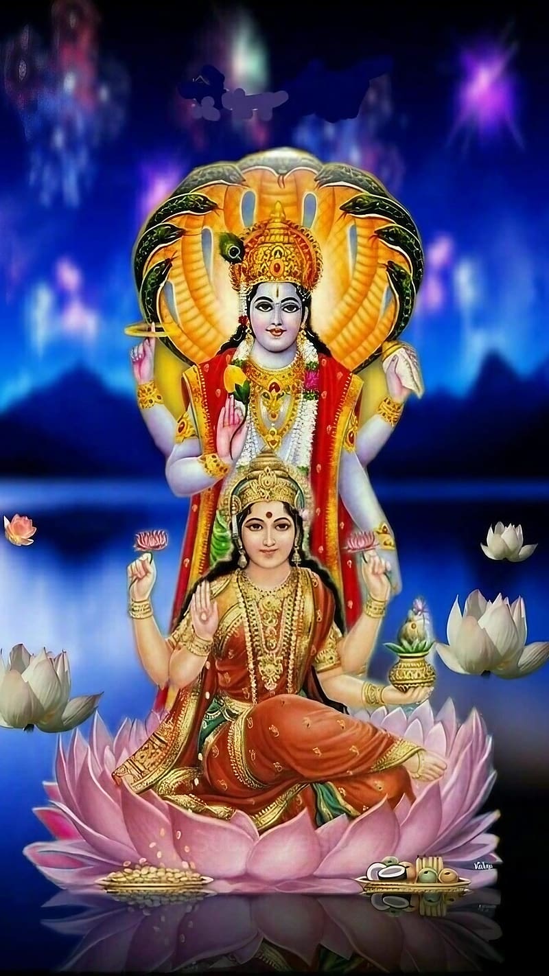 800x1422 HD vishnu and lakshmi wallpaper