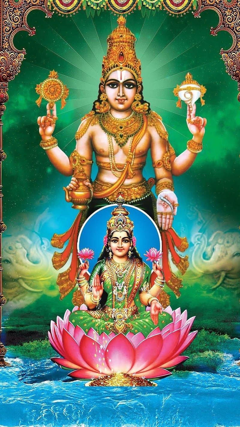 800x1422 HD vishnu and lakshmi wallpaper